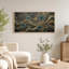 Tableau sur toile à motifs abstraits à pois turquoise et or