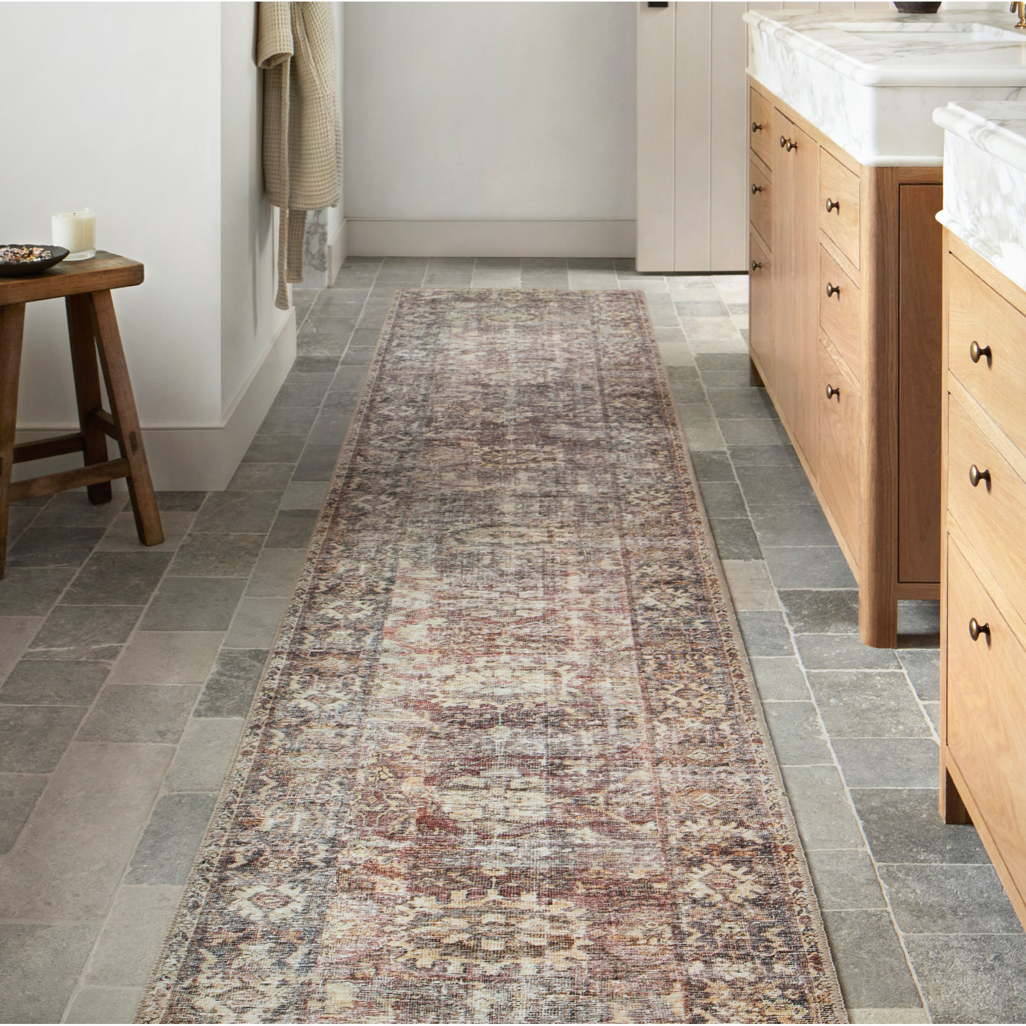 Georgie Oriental Bordeaux/Antique Area Rug, Runner 2'6" x 9'6"