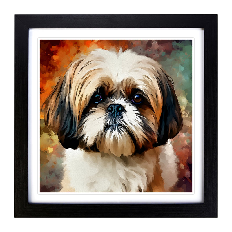 Shih Tzu Digital No.1 - Framed Print, Black