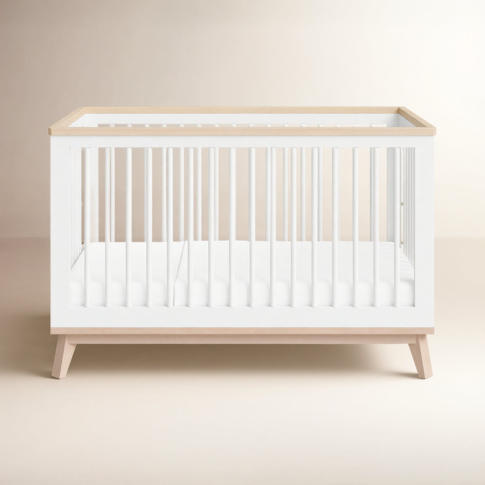 Scoot Pine 3-in-1 Convertible Crib, White/Washed Natural