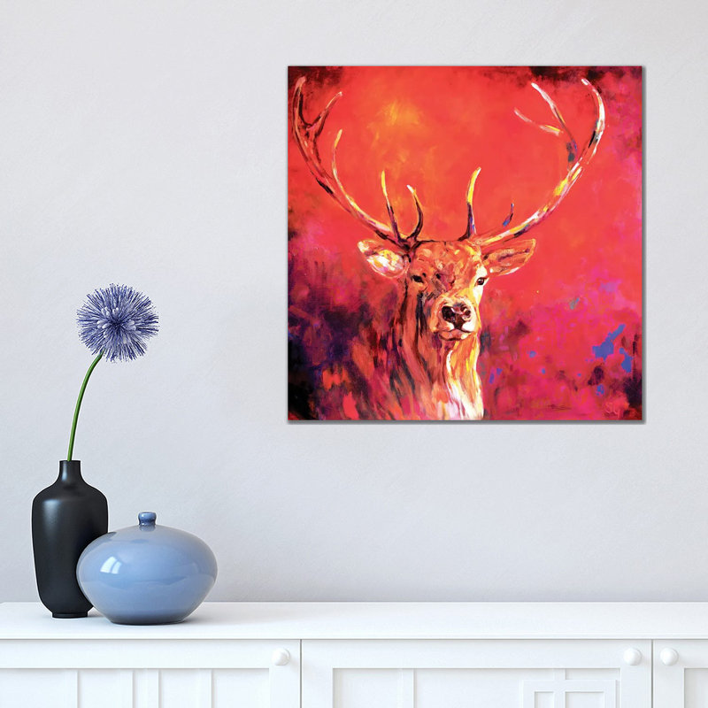 Sunrise Stag by Sue Gardner - Wrapped Canvas Painting, 45.72cm H x 45.72cm W x 1.91cm D