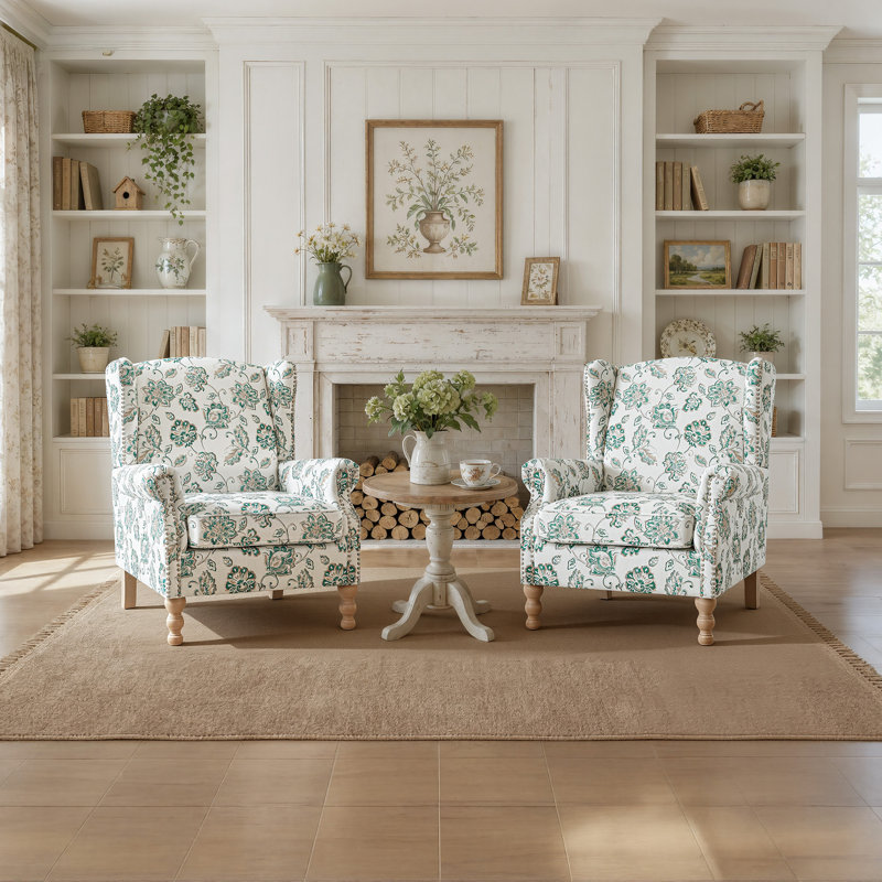 Chloris 30"W Modern Upholstered Wingback Accent Chair with Arms, Comfy Side Armchair for Living Room Bedroom Home Office(Set of 2)