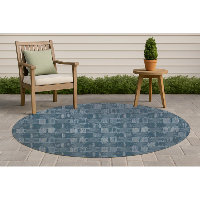 Earthy Embrace Non-Slip Outdoor Rug, Round 5'