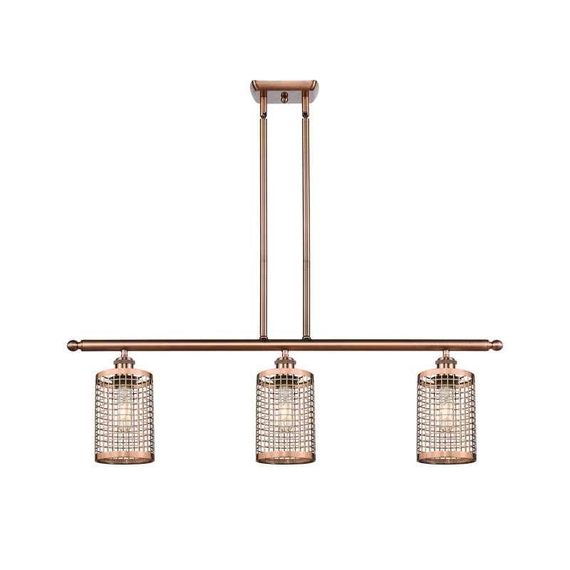 Jerine 3 Light 36" Stem Hung Island Light, Cuivre antique