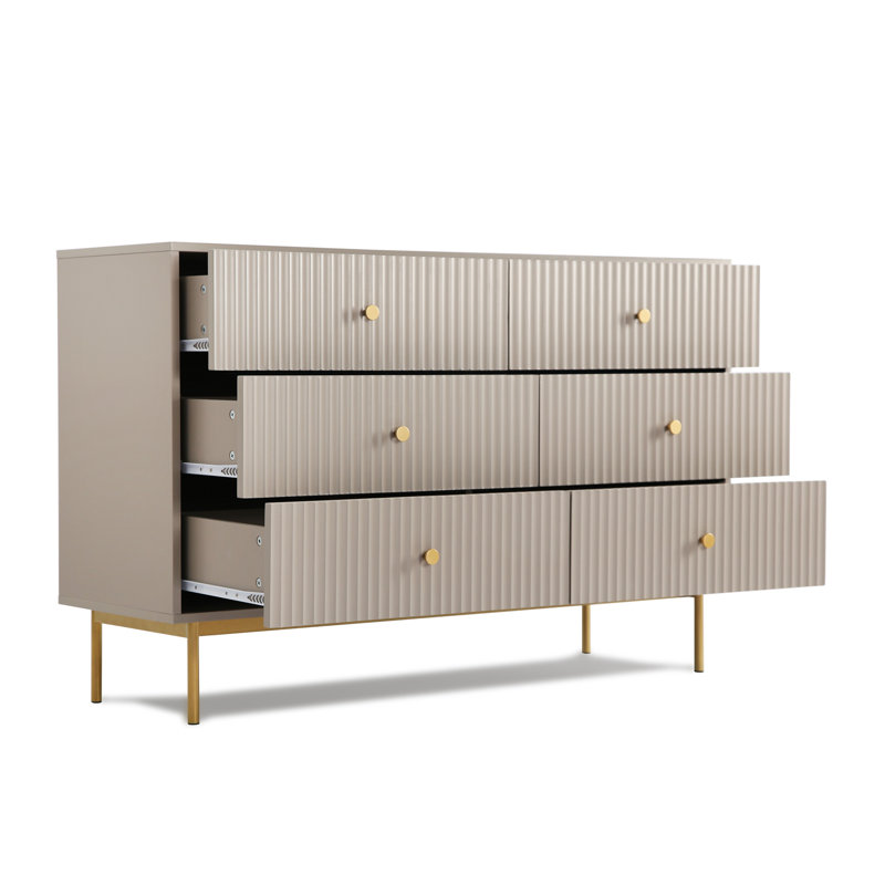 Aimilios 120cm W 6 - Drawer Chest of Drawers, Grey