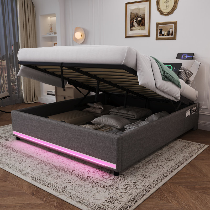 Metal Ottoman Storage Bed, Kingsize (5')