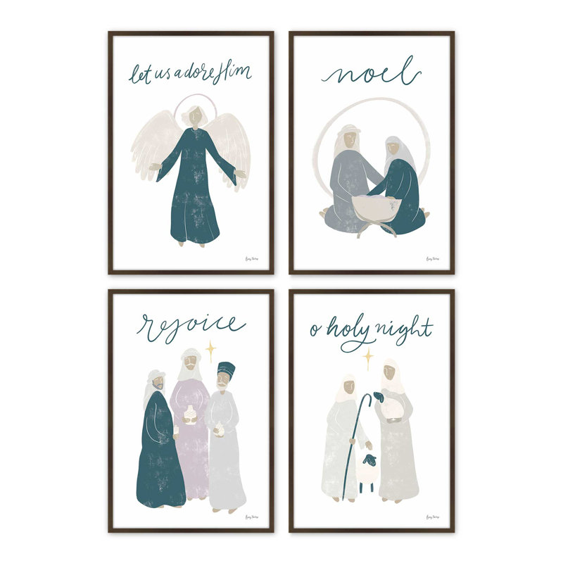 Heaven's Glow, ensemble de 4 reproductions d'art, 10 po x 8 po, Blanc opaque