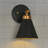 1-Light Black Metal Cone Wall Sonce Bathroom Vanity Light with Anqitue Brass Decor