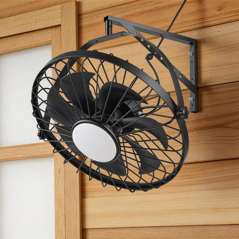 Ventilateur de plafond d'extérieur enfichable étanche 20 "avec lumière DEL à intensité variable et télécommande, Noir mat