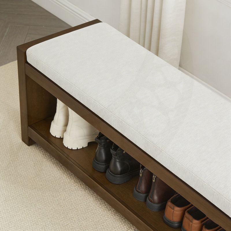 Charmant banc d'appoint de 40 pouces avec étagère à chaussures à tablette inférieure, sièges rembourrés pour le salon et la chambre à coucher, solution de rangement compacte et élégante