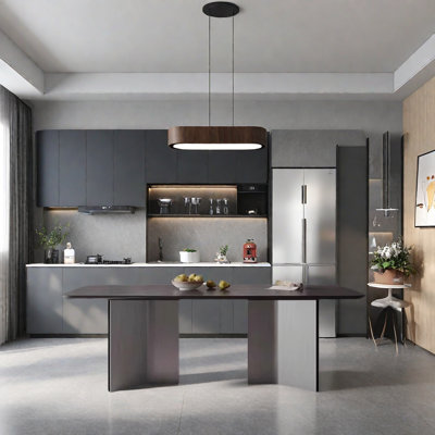 Luxury-style black granite dining table
