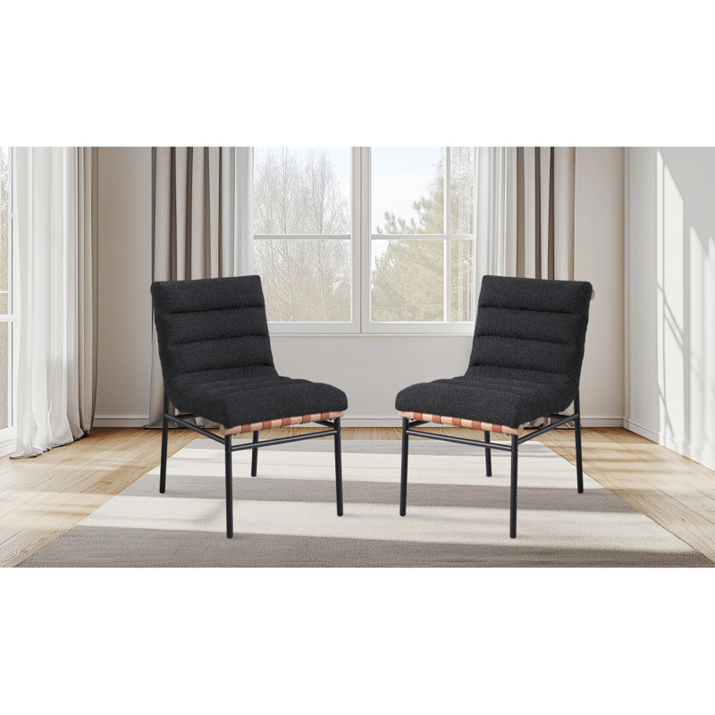 Ensemble de 2 chaises de salle à manger Lahni Boucle, Noir