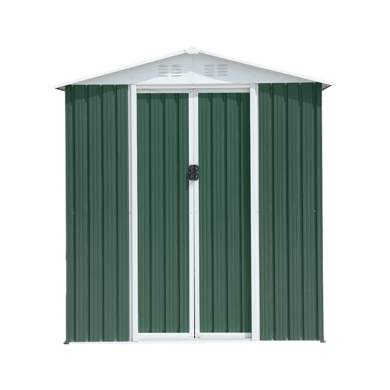 6ftx4ft Outdoor Tool Storage Shed With Apex Roof And Aluminum Alloy Frame, Sliding Door For Garden Equipment Shed, Metal Frame Items
