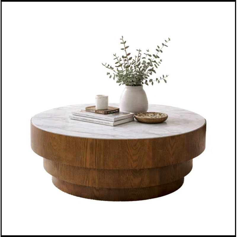 Rond Andreoni avec plateau en pierre frittée, White