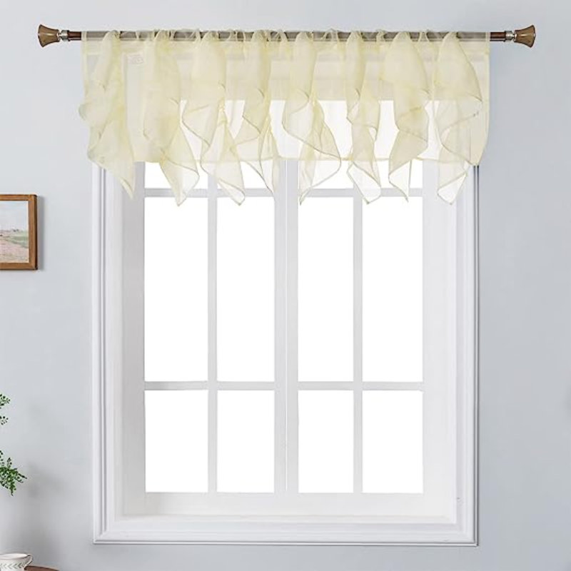 Jerryn Ruffled Window Valance, Beige