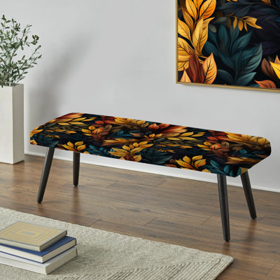 Truong - Floral Upholstered Black Bench