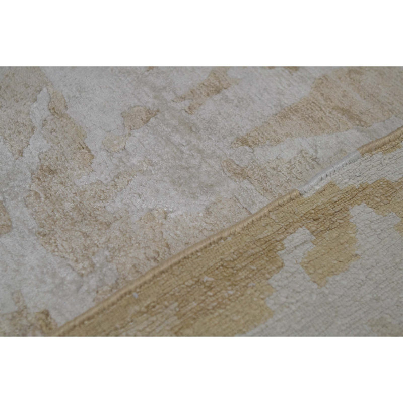 Tapis blanc et rouille de haute qualité noué à la main, Rectangle 9 pi 11 po x 13 pi 11 po