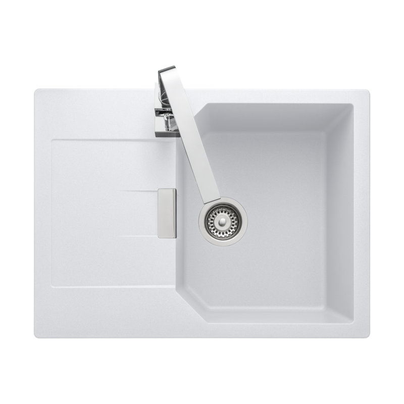 Mayon Single Bowl Inset Kitchen Sink, Crystal White