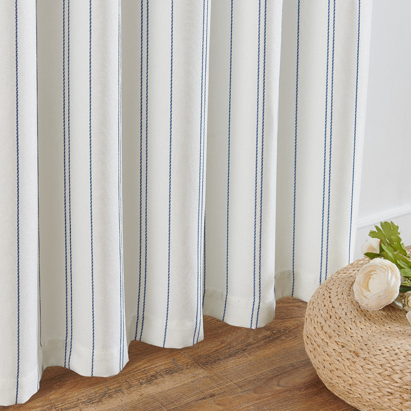 Curtains for Living Room Bedroom, Blue/Chalk Striped Blue, 50" W x 84" L