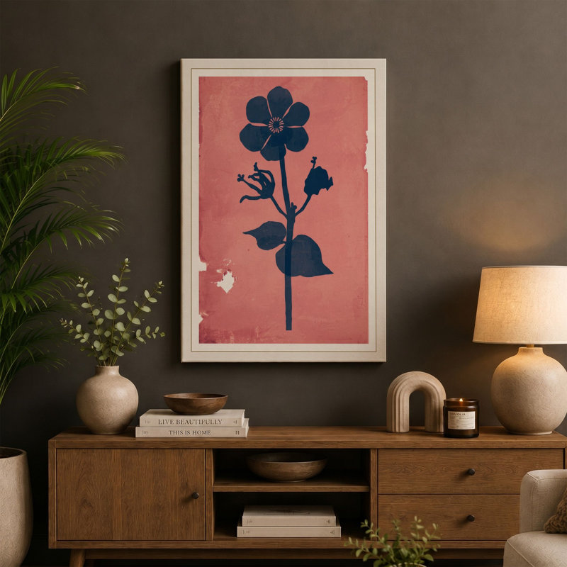 Study in Rose Botanical - Wrapped Canvas, 18x12 - 45.7 x 30.5 cm, Terracotta Border