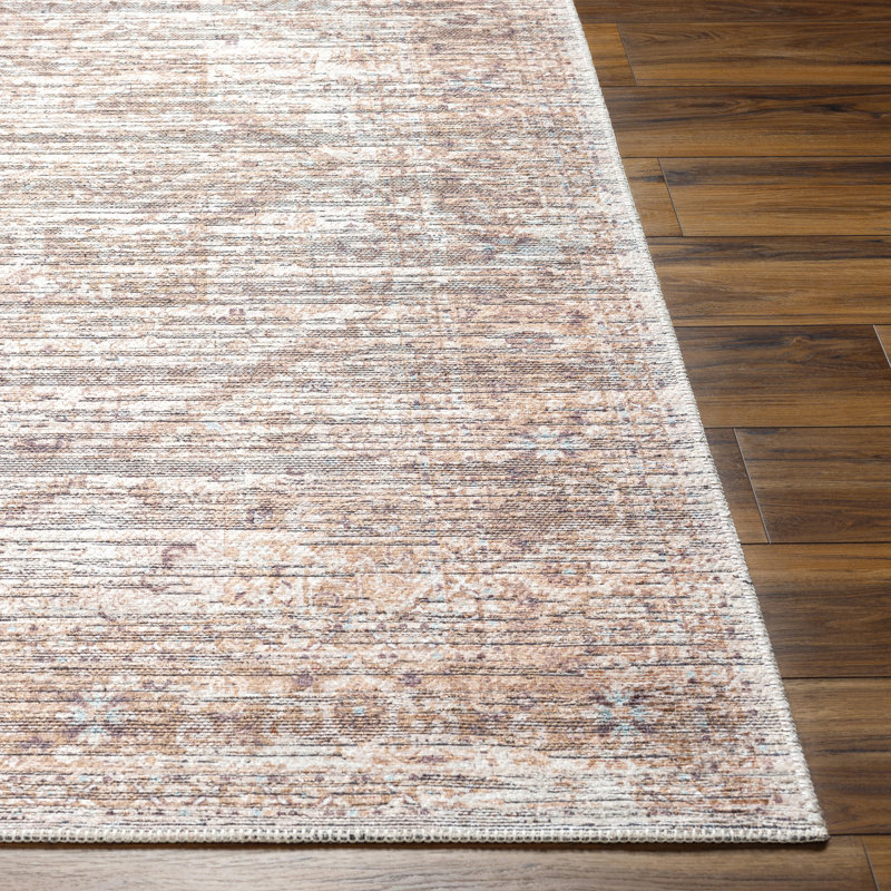 Jameson Tan Machine Washable Area Rug, Rectangle 9'10" x 13'