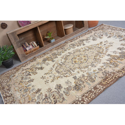 Grand tapis 5,1 x 9,1 pi, tapis turc, tapis luxueux, tapis tendance, tapis brun Oushak, tapis rétro