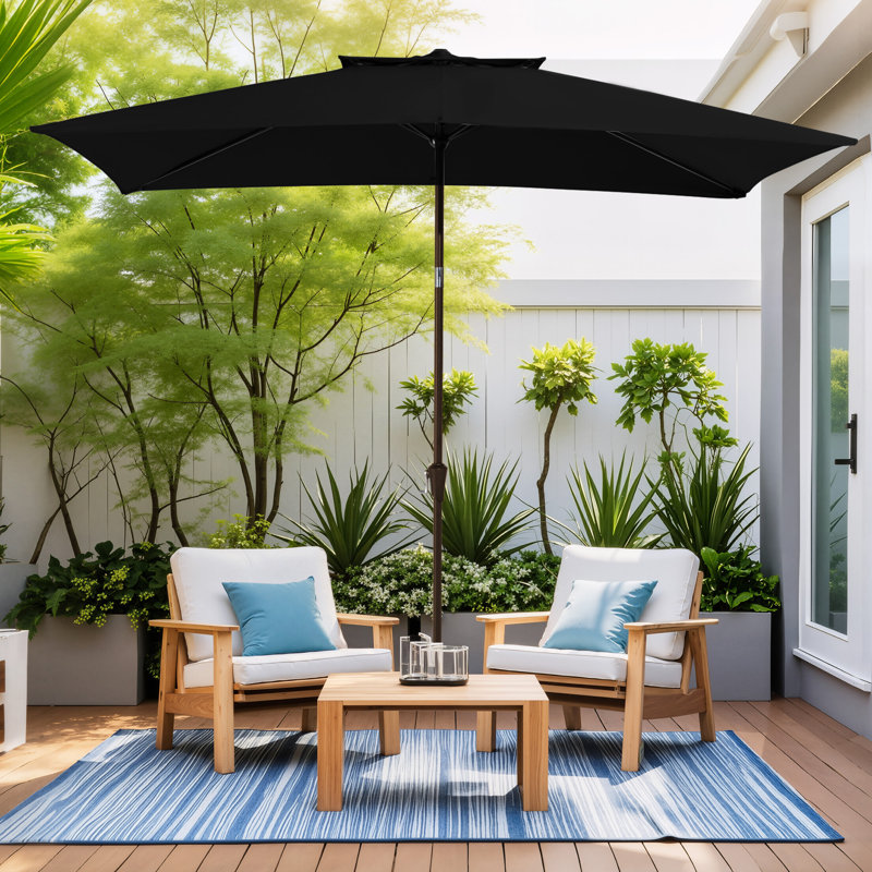 Parasol de marché rectangulaire inclinable 10 pi x 6 pi 5 po Le, Noir