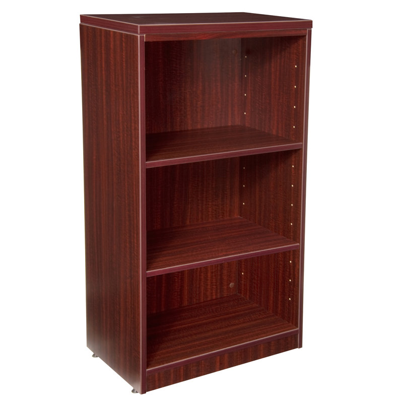 Nebih Reception Desk with Full Pedestal File Cabinet, Mahogany