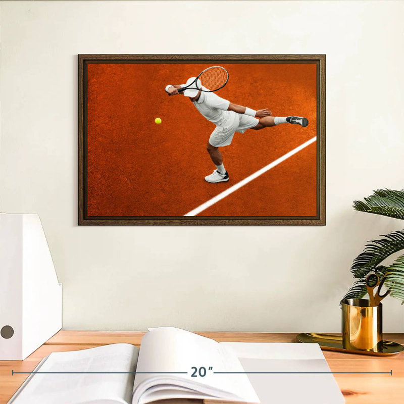 Jeu de tennis, 13 po x 9 po, Cadre flottant noyer