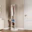 Miroir pivotant sur 360 ° avec portemanteau en bois massif et crochets de rangement, miroir de plancher peu encombrant pour la chambre à coucher et le vestibule