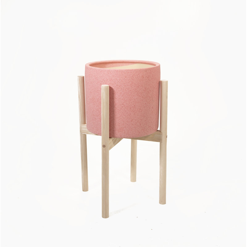 Hillyer Ceramic Pot Planter, Pastel Pink/Natural