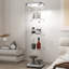 Armoire de rangement en verre trempé, blanc, H 66,12 po x L 16,07 po, l 13,7 po, avec éclairage intégré et pieds réglables pour différentes utilisations-732447822