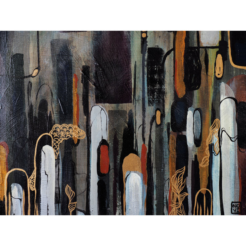 NY1975 par Novi Lim - Peinture, H 17,25 po x l 21,25 po, Papier avec cadre noir