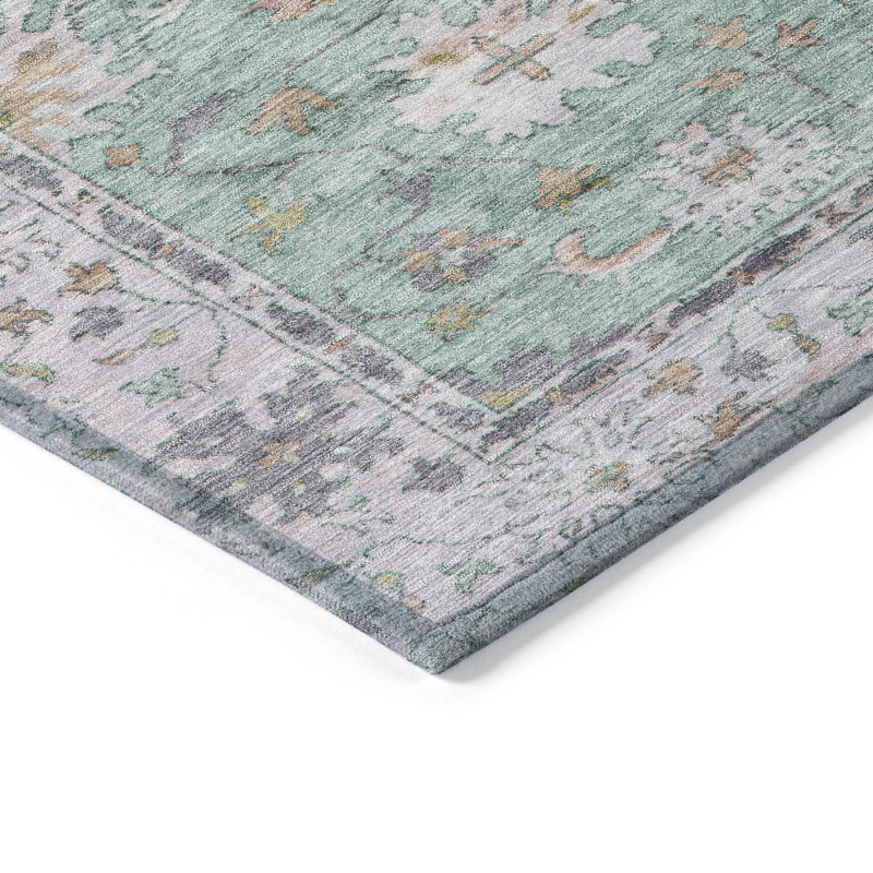 Tapis menthe Xhevrie intérieur / extérieur lavable à la machine, Tapis de couloir 2 pi 3 po x 7 pi 6 po