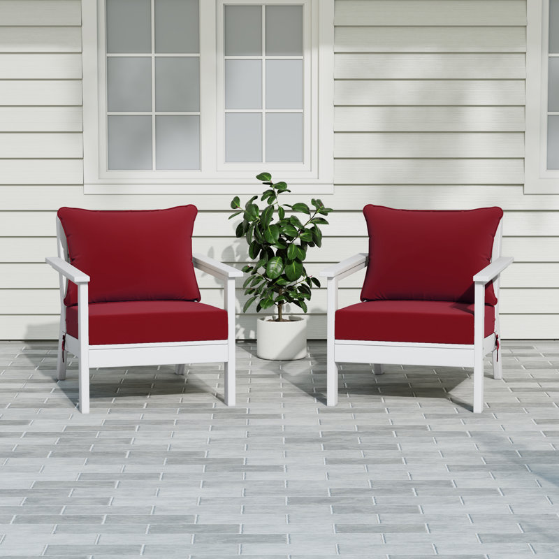 Chaise profonde avec coussins (ensemble de 2), Red, Blanc