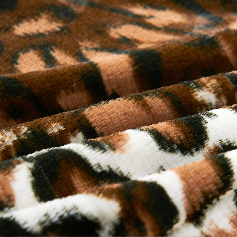 Queen Size Brown Leopard Faux Fur Sherpa Reversible Blanket
