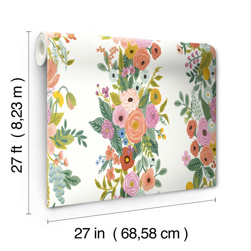 Papier peint lisse Garden Party L 27 po x l 27 po, Rose foncé