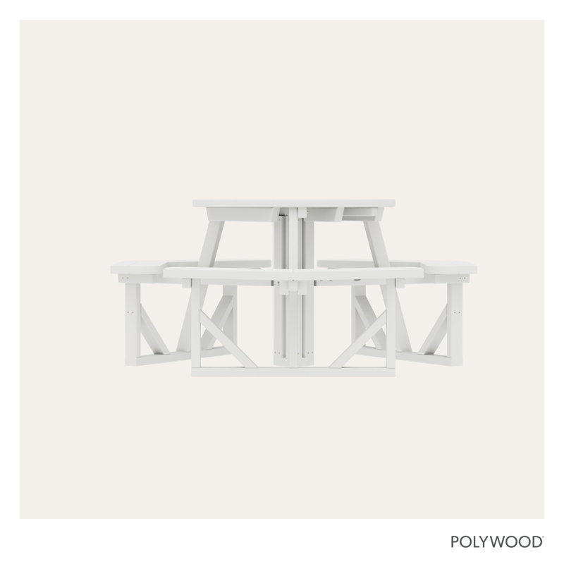 POLYWOOD Park 36" Round Picnic Table, White