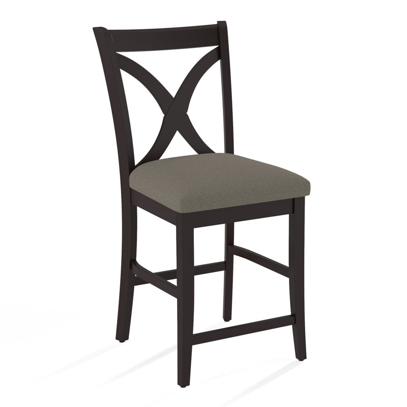 Hues Upholstered Stool with Solid Wood Frame, Gray Sugar Performance; 0863-84, Java Finish, Counter Stool (26" Seat Height)