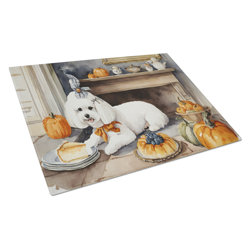 Planche à découper en verre Bichon Frise