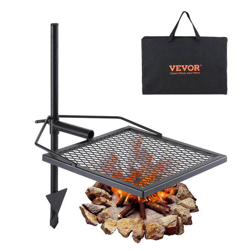 Heavy-Duty Black Stainless Steel Swivel Campfire Grill