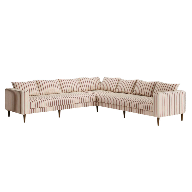 Essential 7-Seat Corner Sectional, Brick Striped Hemp Blend, Dark Brown