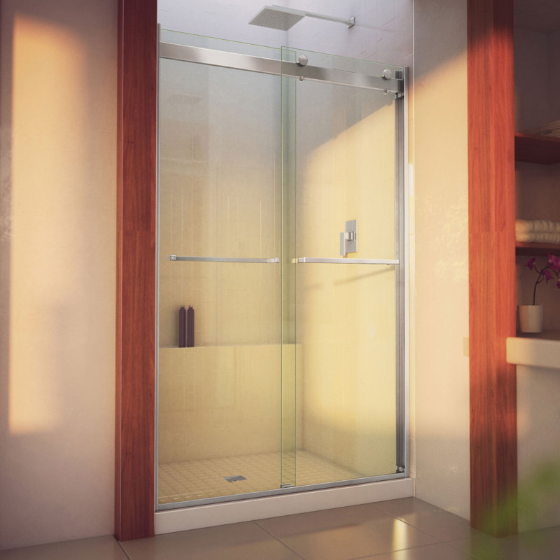 Essence-H 44" W x 76" H Bypass Semi-Frameless Shower Door, Brushed Nickel