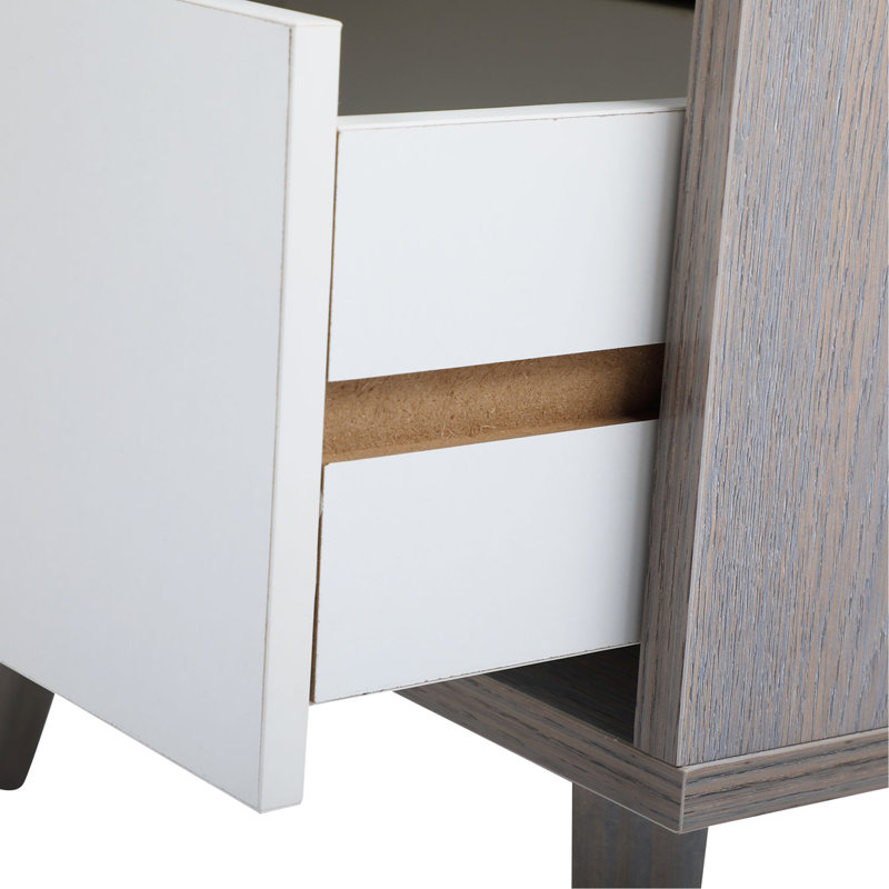 Ensemble de 2 tables de chevet avec compartiment de rangement à tiroirs - gris