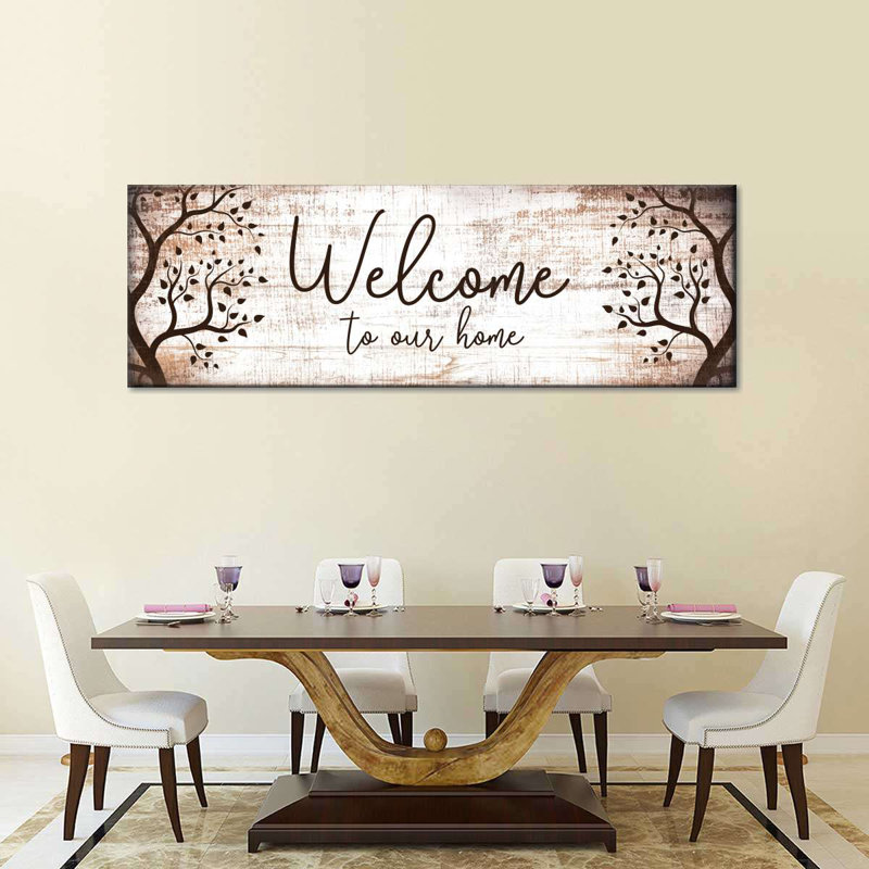 " Welcome To Our Home Typography I Canvas Print " by Faithinart, 10" H x 30" W x 1.25" D