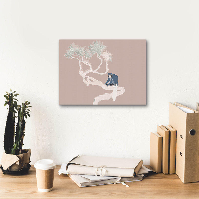 «Epic Graffiti» «Vintage Tropics Monkey On A Branch» par Sabrina Balbuena, art mural sur toile, 16 po x 12 po