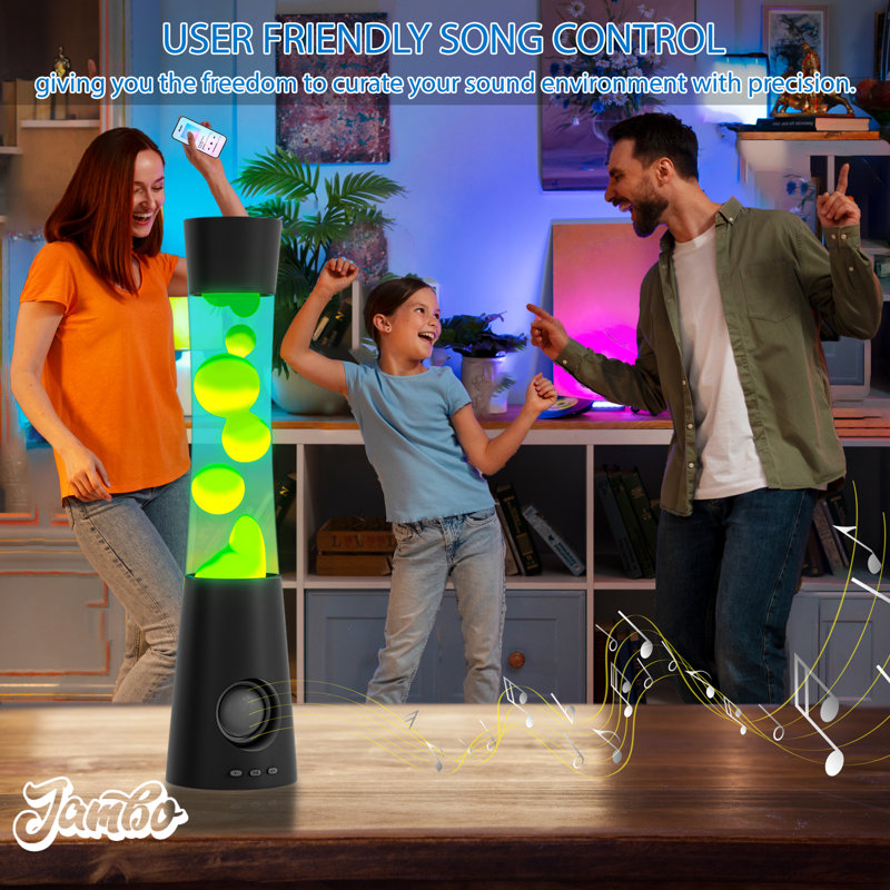 Belle lampe Jambo de 16 po avec haut-parleur, haut-parleur Bluetooth, lampe à mouvement liquide, veilleuse de nuit, lampe pour adultes, adolescents et enfants, décoration intérieure, lampe pour chambre à coucher, bureau, salon, cuisine