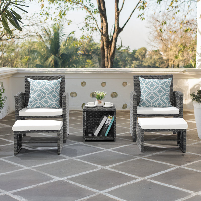 Rand Wicker 2 - Person Patio Conversation Set with Cushions