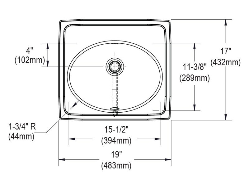 Évier de cuisine l 19 po x l 17 po x p 6 po asana, Trou CS3