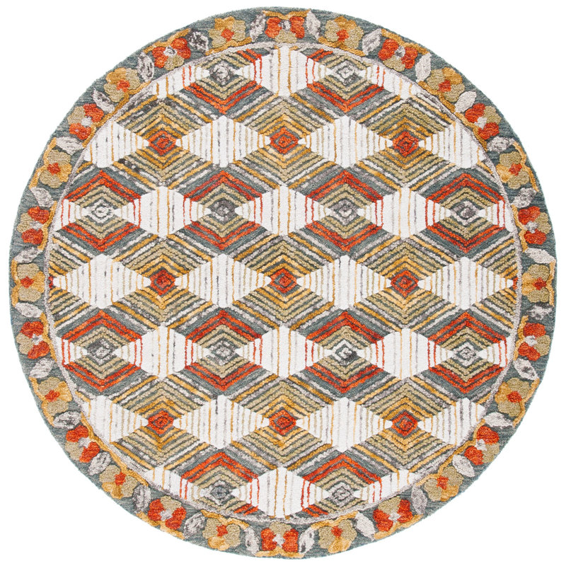 Garbutt Hand Tufted Wool And Cotton Geometric Rug, Round 6'